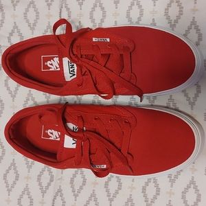 vans kids shoes red and white color size 5 slightly used no box.